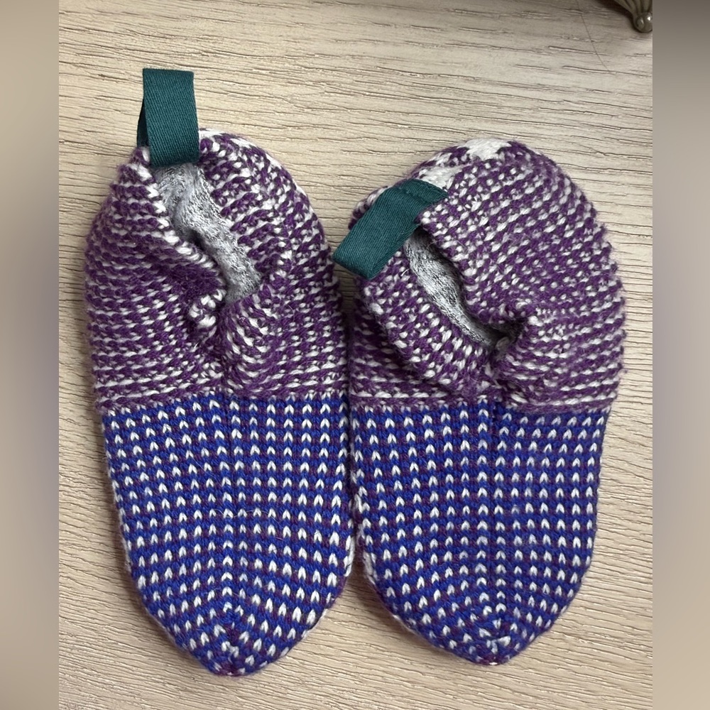 Kids Knit Slipper Shoes - Purple and Blue